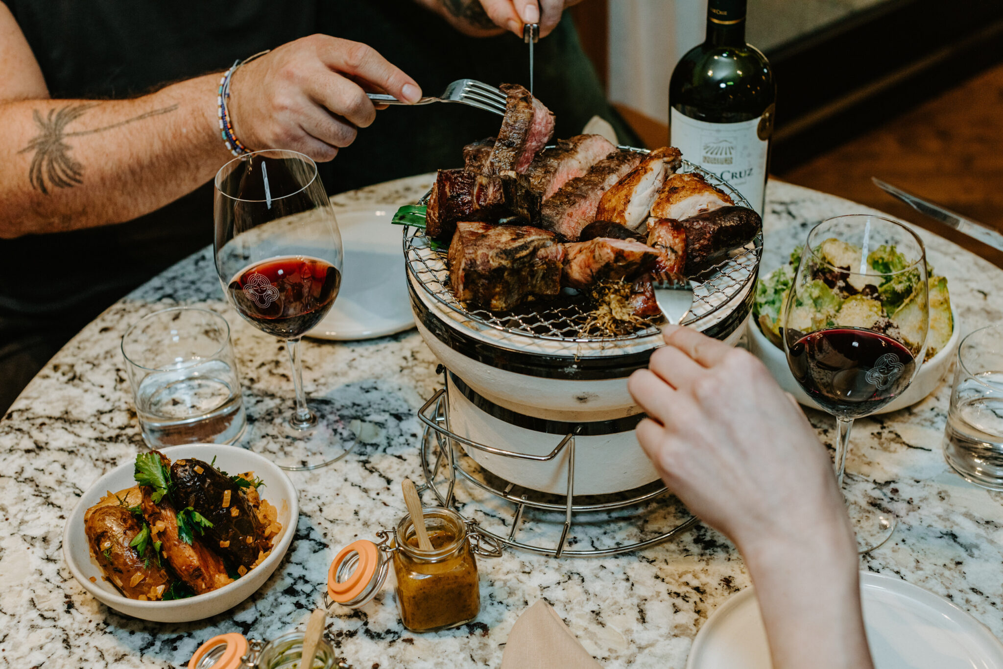 Asado grill experience with wine at Morena