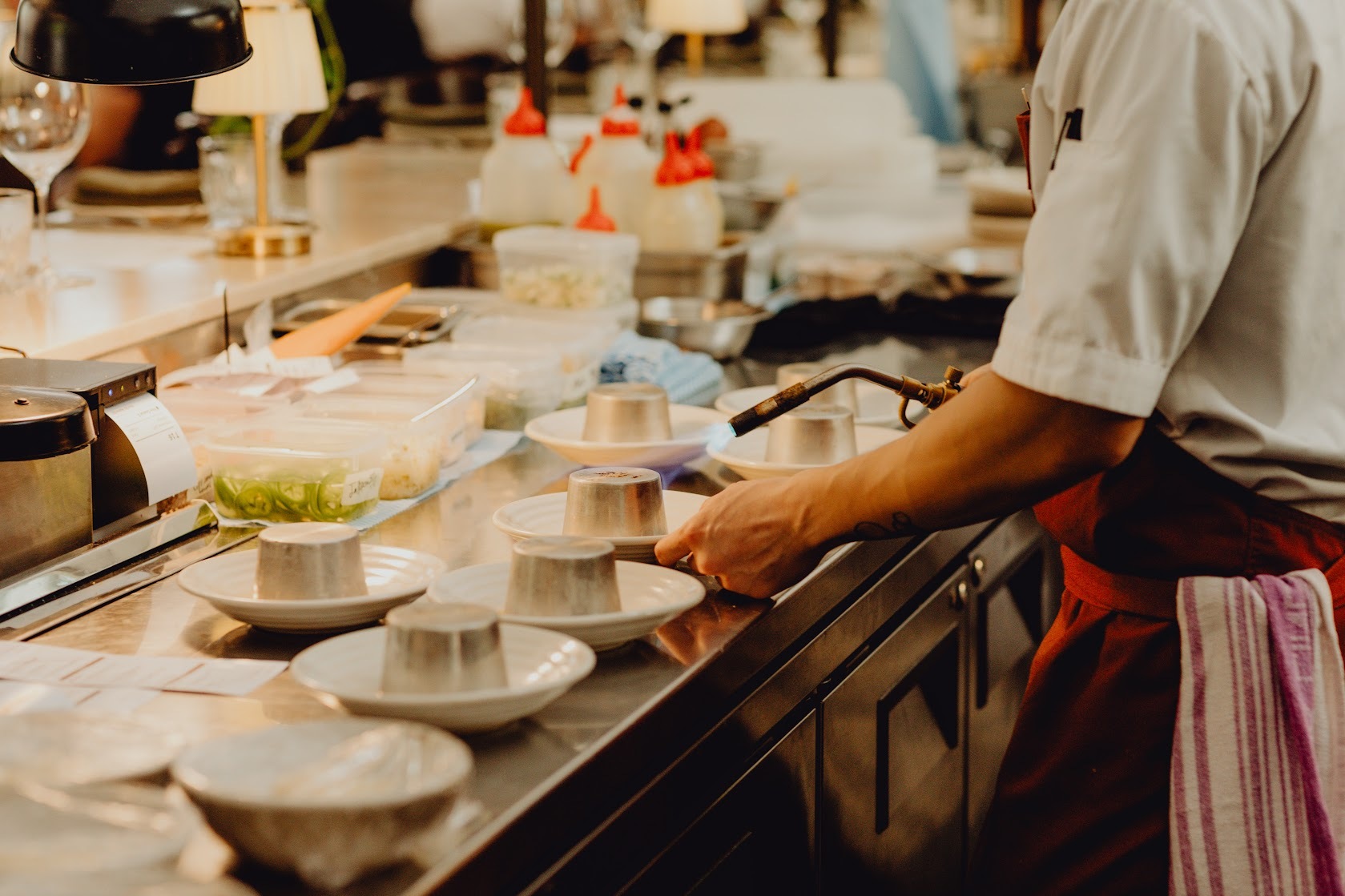 Chef plating in the Morena kitchen